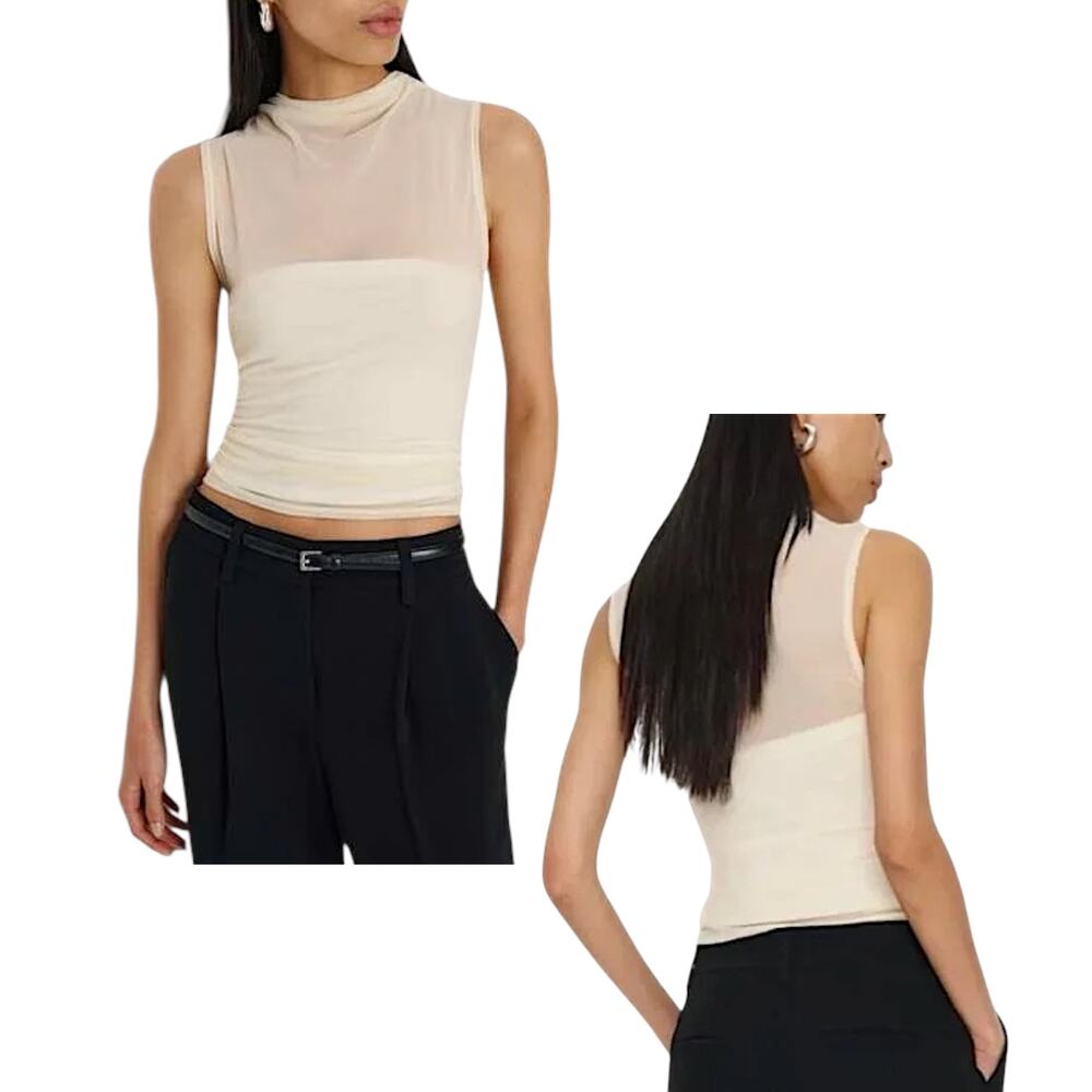 Reformation NWT Women's 'Alaina' Knit Mesh Top, Sleeveless, Sheer, White, Medium